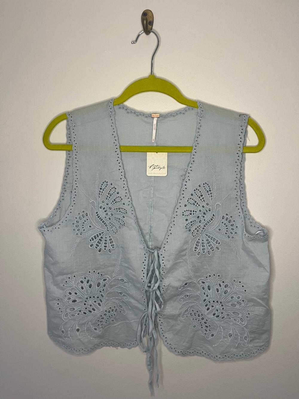 Free people sweet escape top eyelet lace tie front tank top